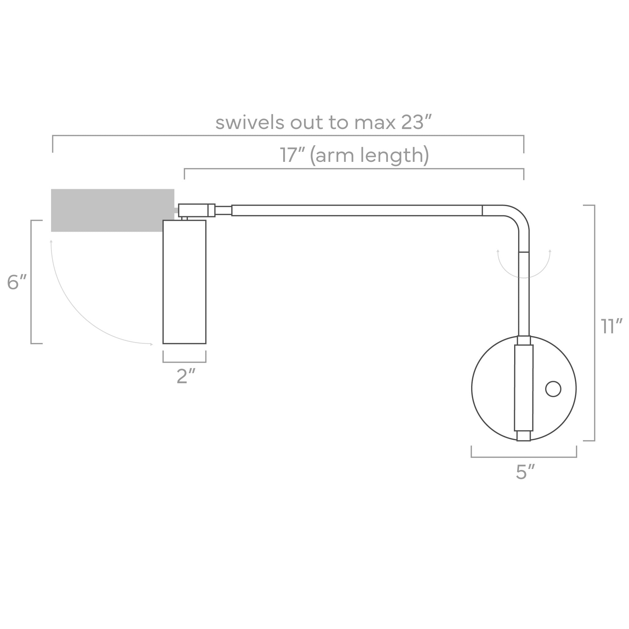 Color Reader Swing Arm Sconce - 17" arm